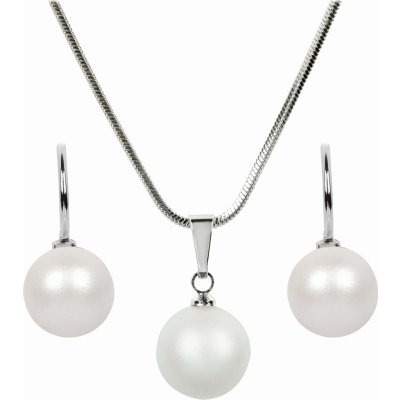 Levien sada náhrdelníku a náušnic Pearl Pearlescent SET-041 white – Zboží Dáma