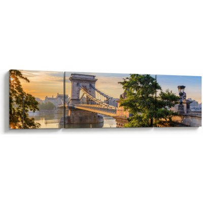 Obraz - Most přes řeku, Budapešť, Maďarsko, třídílný 170x50 cm – Hledejceny.cz