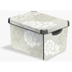 Curver Box s víkem plast Deco květinový vzor béžová 22 l 188163