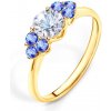 Prsteny Savicky zásnubní prsten Fairytale žluté zlato bílý safír tanzanity PI Z FAIR70