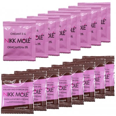 Nikk Mole barva na obočí 8 x 5 ml + oxidant 8 x 5 ml brown – Zboží Mobilmania