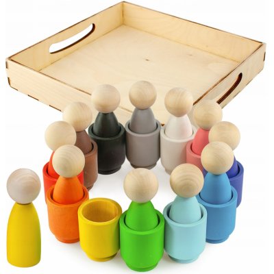 Montessori Ulanik dřevěná hračka "Peg Dolls in Cups" – Sleviste.cz