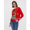 Dámský svetr a pulovr VERO MODA dámský svetr s vánočním motivem New Frosty Deer Červený