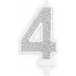 PartyDeco Narozeninová svíčka 4 stříbrná stříbrná 7 cm – Zboží Dáma PartyDeco Narozeninová svíčka 4 stříbrná stříbrná 7 cm – Zboží Dáma