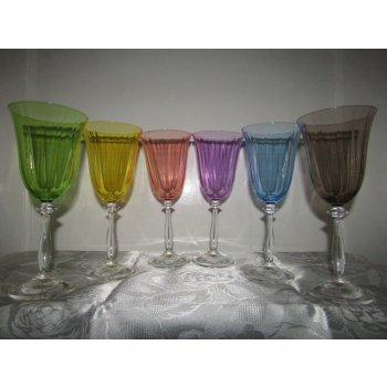 LsG-Crystal Skleničky na bílé víno barevné optické sklo dárkové balení satén BS-622 6 Ks 250 ml