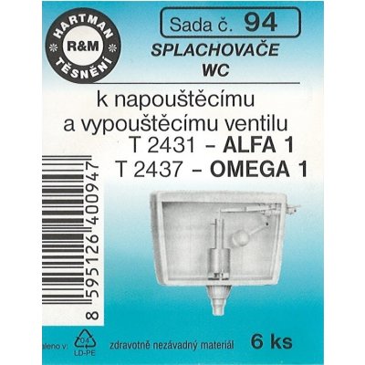 HARTMAN těsnění splachovače WC k napouštěcímu a vypouštěcímu ventilu, sada č. 94 – Zbozi.Blesk.cz