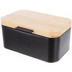 Orion Chlebník BLACK, plech/bambus, 30 x 19,5 x 14,5 cm – Sleviste.cz