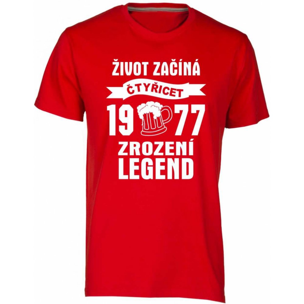 TUKAN AGENCY Pánské tričko Zrození legend 40 let pivo Červená — Heureka.cz