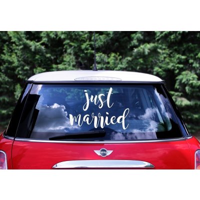PartyDeco Samolepa na auto Just Married – Sleviste.cz