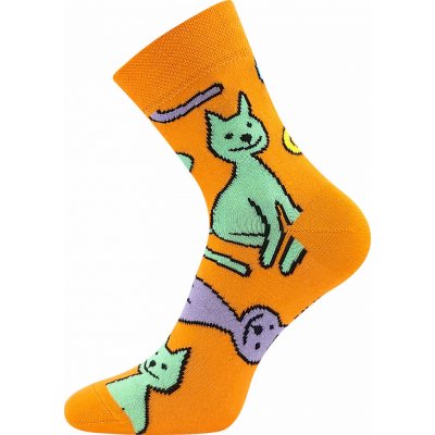 Dámské ponožky Crazy Cat oranžová