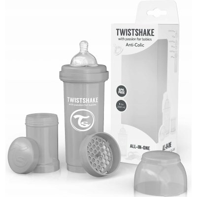 Twistshake Kojenecká láhev AntiColic Pastel Šedá 260ml – Zboží Mobilmania