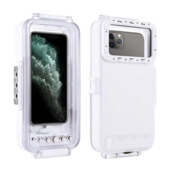 Pouzdro a kryt na mobilní telefon Pouzdro SES Profesionální vodotěsné pro šnorchlování a potápění až do 40m iPhone SE 2020 - bílé