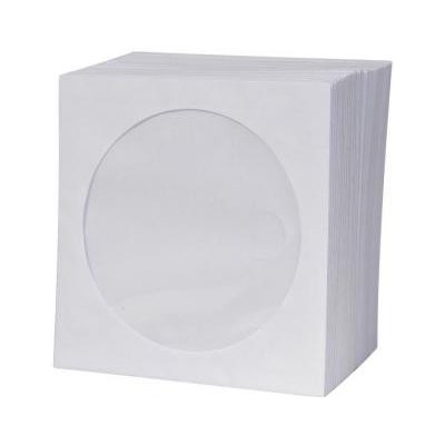 Obálka na 1 ks CD, papír, bílá, s okénkem, Logo, 100-pack – Zboží Živě
