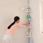 SONGMICS Teleskopická rohová police do koupelny 95-305 cm bílá – Zboží Dáma