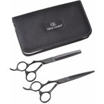 Olivia Garden sada kadeřnických 5,75" a efilačních 6,35" nůžek pro leváky SilkCut Pro Matt Black PRO5.75/6.35L – Zboží Mobilmania