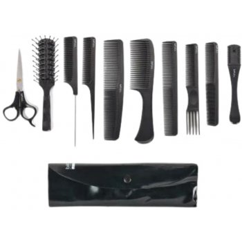 Bifull Set of 8 Combs, Scissors, Razor and Case Black