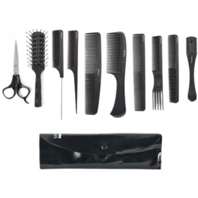 Bifull Set of 8 Combs, Scissors, Razor and Case Black – Zboží Mobilmania