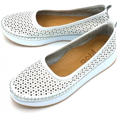 Klop Dámské kožené mokasíny 014 AZR73 bílé – Sleviste.cz