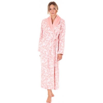 Vestis dámský dlouhý župan se šálovým límcem FLORA světle růžová/bílá – Zboží Dáma