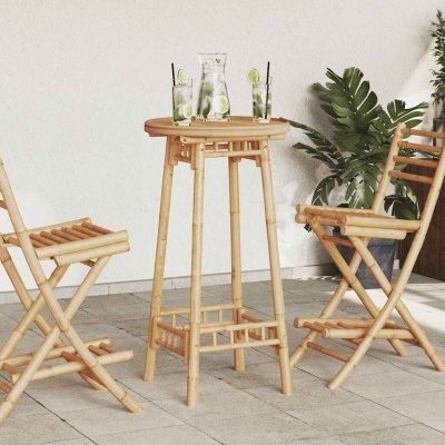 OMAXI 786722 Venkovní barový stůl kulatý Ø55x100 cm Bamboo – Hledejceny.cz