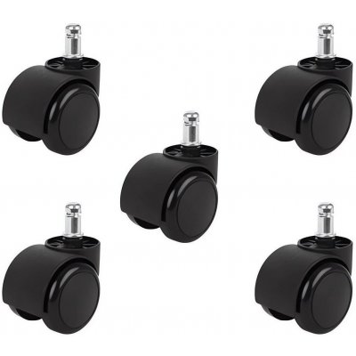 Malatec Náhradní Kolečka pro Kancelářské Židle - 5 ks, Černá, Polyuretan, Průměr 5 cm – Sleviste.cz
