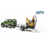 Bruder 2593 Land Defender s přívěsem a JCB mikrobagrem – Zboží Mobilmania