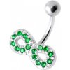 Piercing Šperky4U stříbrný piercing do pupíku tmavě zelené zirkony BP01021-E