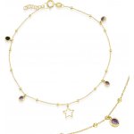 Lillian Vassago Zlatý řetízek na nohu se zirkony, kuličkami a hvězdou LLV22-GBL006YA – Zboží Mobilmania