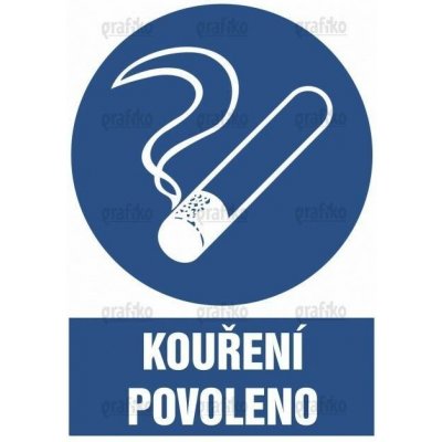 Grafiko | Prostor vyhrazený pro kouření - Text obrázku Kouření povoleno, Materiál Samolepící PVC folie, Rozměr 210x148mm