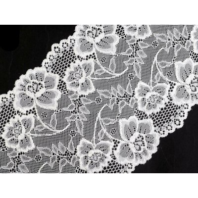 Elastická krajka / vsadka / běhoun šíře 18,5 cm Varianta: 1 bílá, Balení: 1 m – Hledejceny.cz