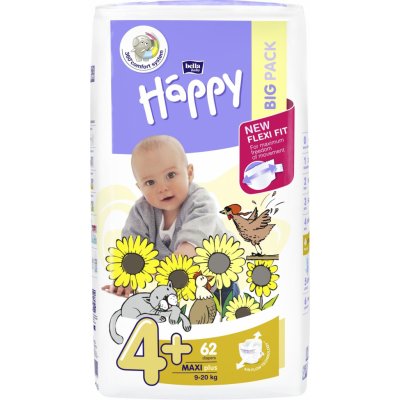 Bella Baby HAPPY plenky Maxi Plus 9-20 kg 4 Big Pack 62 ks