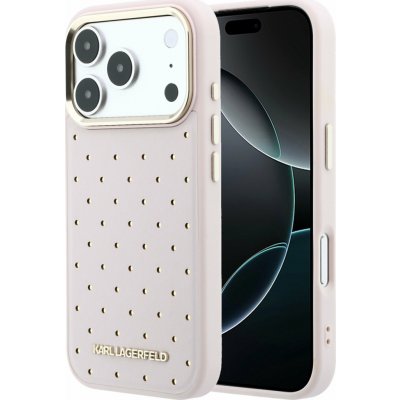 Karl Lagerfeld PU Perforated Gold Dots MagSafe zadní kryt pro iPhone 17 Pro Max Pink – Zboží Živě