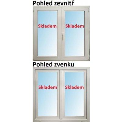 SMART Dvoukřídlé plastové okno 140x100 Bílá / Bílá, Otevíravé i Otevíravé a sklopné