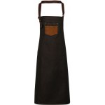 Premier Workwear Džínová zástěra s náprsenkou a umělou kůží PR136 Black 72x86cm – Hledejceny.cz
