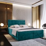 Textilomanie Glorien velvet tyrkysová matrace Bonell pružinová – Zboží Mobilmania