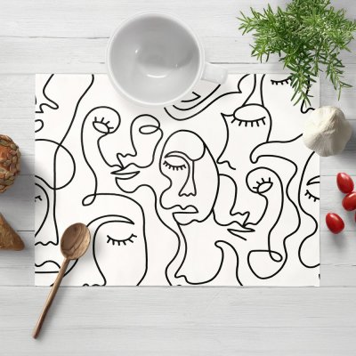 Biante bavlna prostírání Sandra SA-570 Abstraktní tváře na bílém 35x45 cm – Zboží Dáma