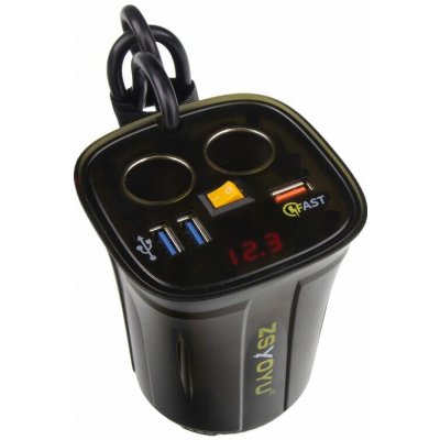 Dvojitá CL zásuvka s 3x USB+voltmetrem do držáku nápojů – Hledejceny.cz