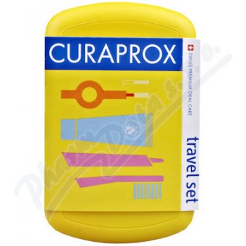 Curaprox Travel set žlutý 2 ks zubních kartáčků + zubní pasta 10 ml dárková sada