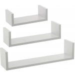 Sada 3 bílých nástěnných polic Edge MDF moderních na knihy a dekorace 42 cm – Zboží Dáma