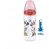 Láhev a nápitka Nuk kojenecká láhev na učení Disney Mickey s kontrolou teploty 300 ml 4008600381679