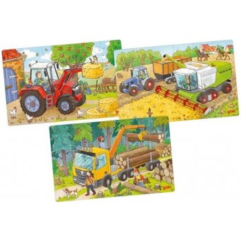 Goki Puzzle Zemědělská vozidla 3 x 24 dílů