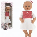 Hamiro /Miminko mrkací 50 cm pevné tělo šaty bílé + červený puntík v krabici 24x60x15 cm – Zboží Dáma