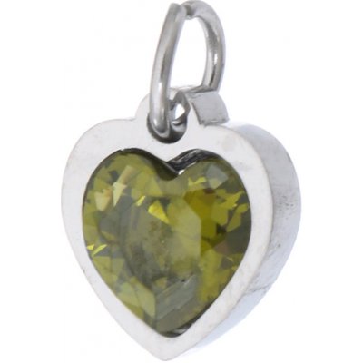 Přívěsek srdce s barevným kamenem chirurgická ocel - Barva zirkonů Olivín TC 439 – Hledejceny.cz