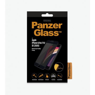 PanzerGlass - Tvrzené Sklo Privacy Case Friendly pro iPhone 6, 6s, 7, 8, SE 2020 a SE 2022, black, Černá P2679 – Zboží Mobilmania