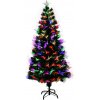 Vánoční stromek Costway Umělý vánoční stromek CM20550 z PVC 210 cm 275 LED větve z optických vláken a hvězdnou dekorací N