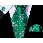 Amparo Miranda vánoční sada kravata kapesníček a manžetové knoflíčky SB35 zelená – Zboží Dáma