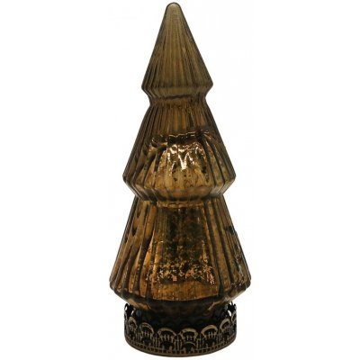Hnědý skleněný dekorační svítící stromek LED Tree Ø 7*16 cm Clayre & Eef – Hledejceny.cz