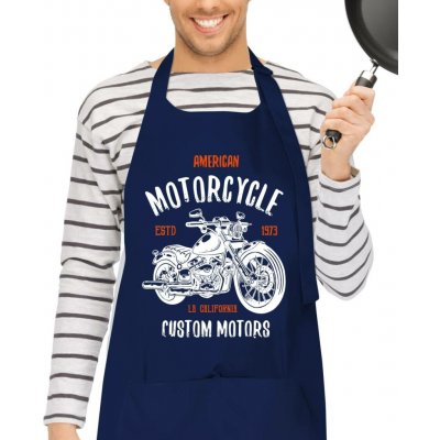 Kariban HobbyTriko Kuchařská zástěra American Motorcycle Tmavě modrá – Hledejceny.cz