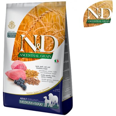 N&D Ancestral Grain Dog Adult Medium & Maxi Lamb & Blueberry 12 kg – Sleviste.cz