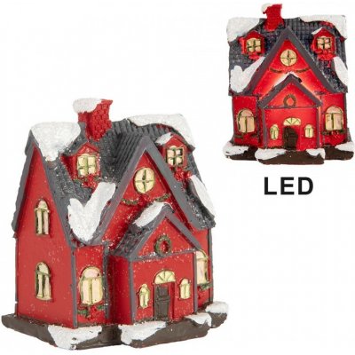 Clayre & Eef Dekorace malinký svítící červený domek Manon LED - 6*5*7 cm – Hledejceny.cz